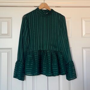 VILA Clothing Green Stripe Peplum Blouse